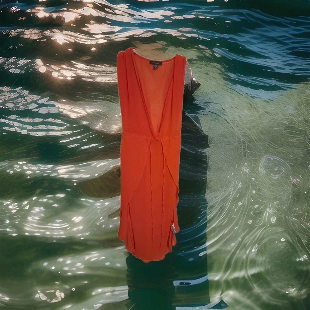 Primark Orange Guaze Summer Casual Dress/ Beach /p Pool Cover Up   Sz. M -0056